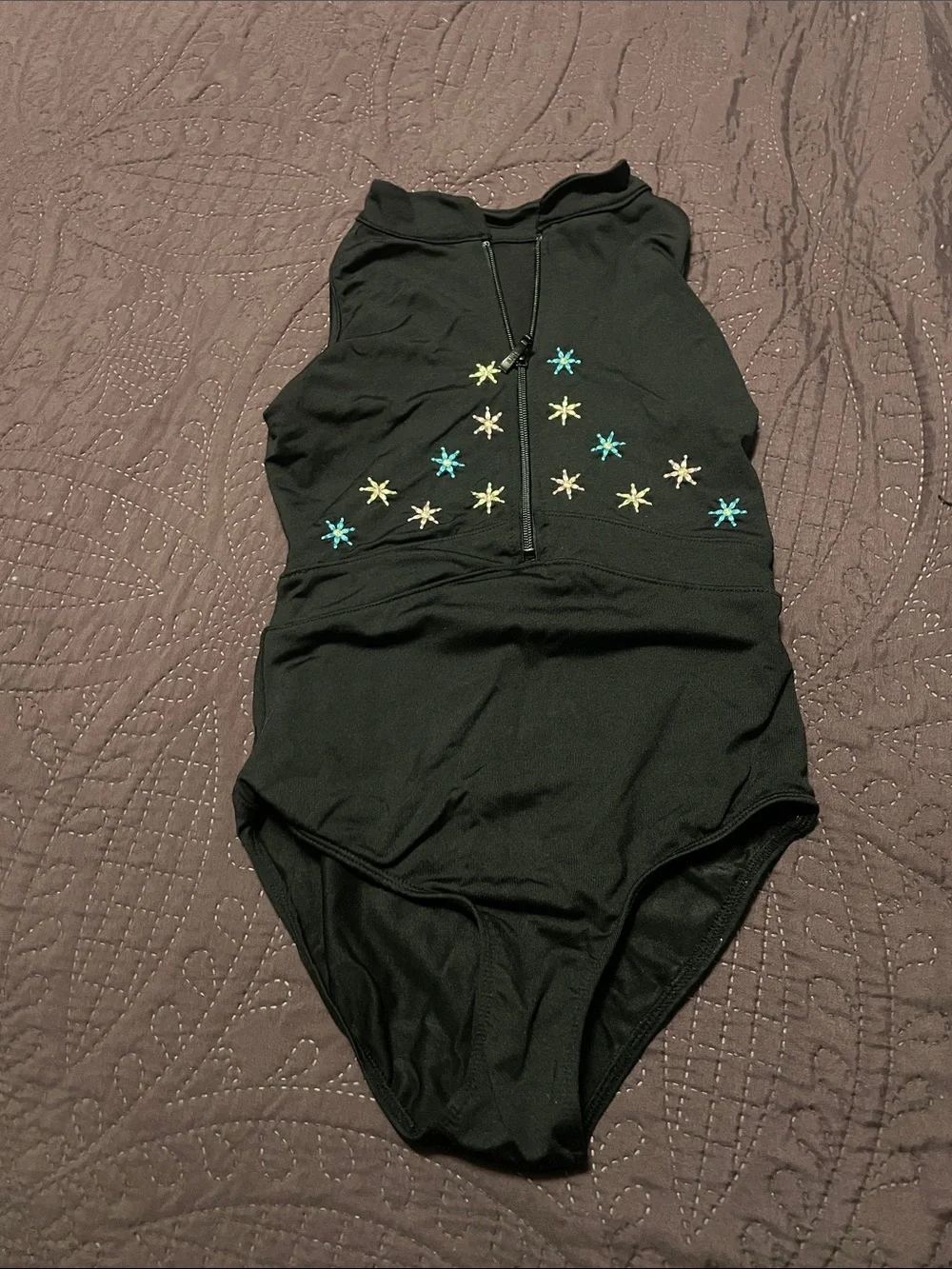 Black Bloch leotard with Star Embroidery